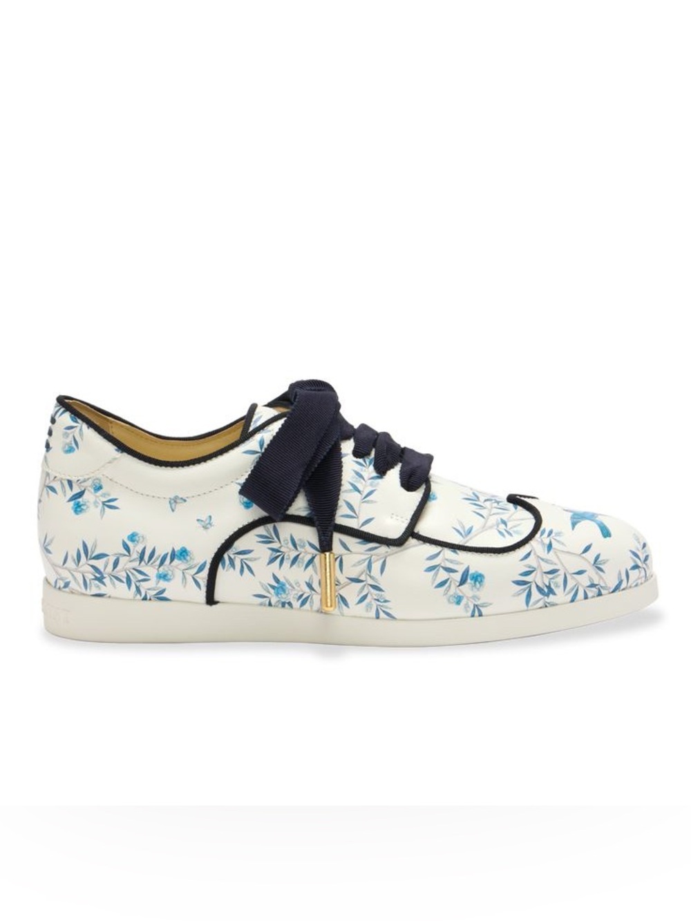 Sarah Flint x Gracie White Loafers with Blue Floral & Bird Print